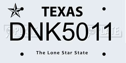 DNK5011 Texas License Plate