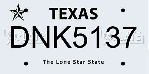 DNK5137 Texas License Plate