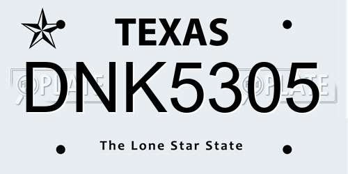 DNK5305 Texas License Plate