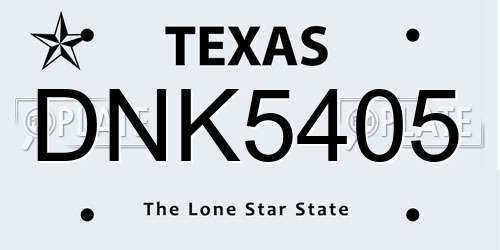 DNK5405 Texas License Plate