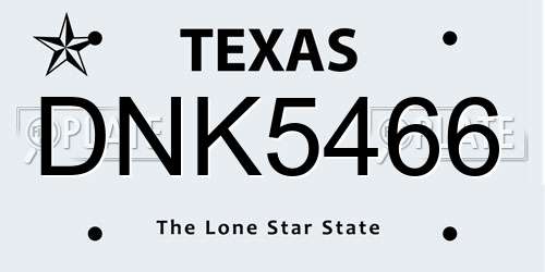 DNK5466 Texas License Plate