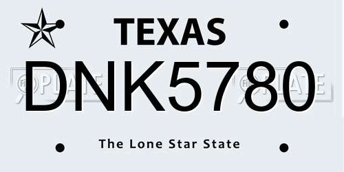 DNK5780 Texas License Plate