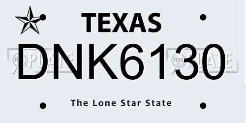 DNK6130 Texas License Plate