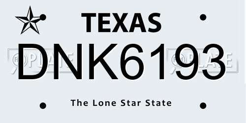 DNK6193 Texas License Plate