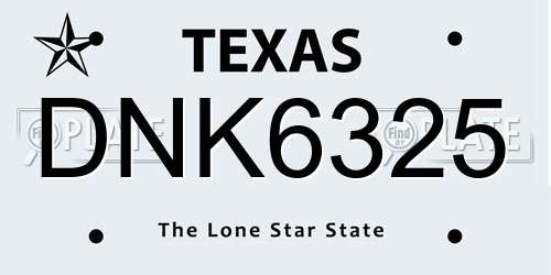 DNK6325 Texas License Plate