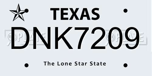 DNK7209 Texas License Plate