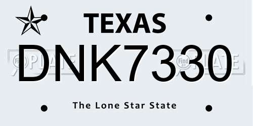 DNK7330 Texas License Plate