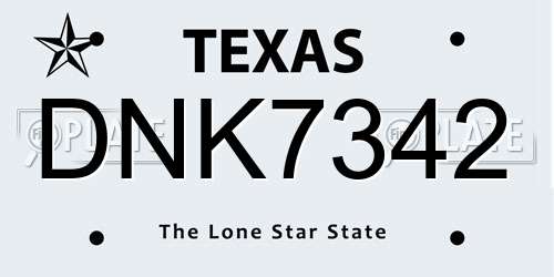 DNK7342 Texas License Plate