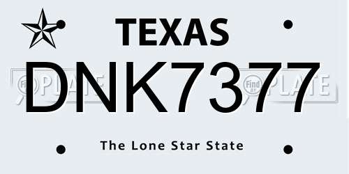 DNK7377 Texas License Plate