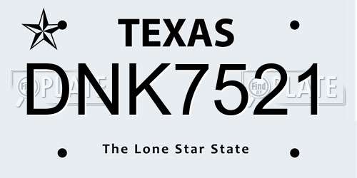 DNK7521 Texas License Plate