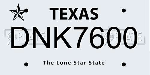 DNK7600 Texas License Plate