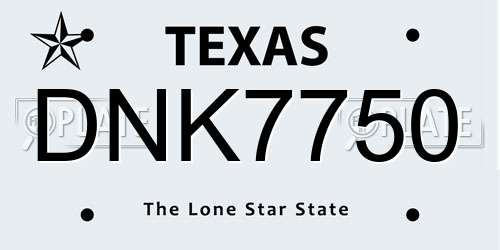 DNK7750 Texas License Plate