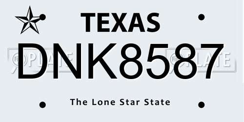 DNK8587 Texas License Plate