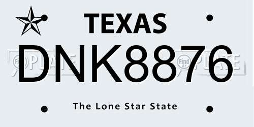 DNK8876 Texas License Plate