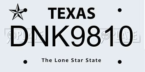 DNK9810 Texas License Plate