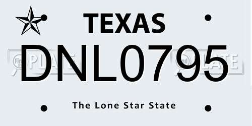 DNL0795 Texas License Plate