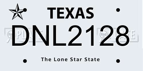 DNL2128 Texas License Plate