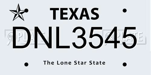 DNL3545 Texas License Plate