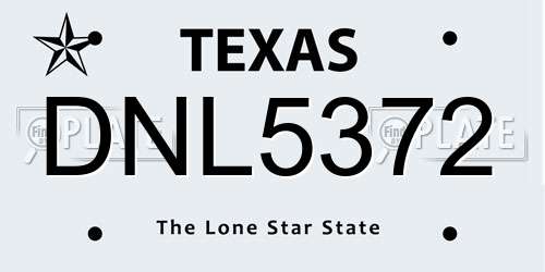 DNL5372 Texas License Plate
