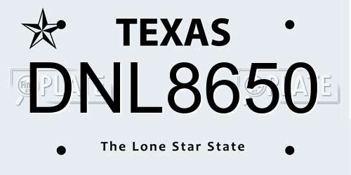 DNL8650 Texas License Plate