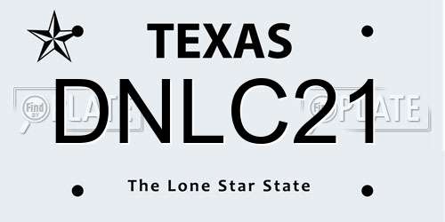 DNLC21 Texas License Plate