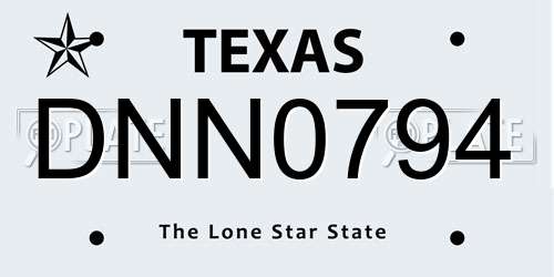 DNN0794 Texas License Plate