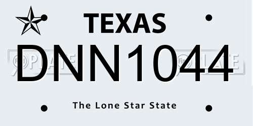 DNN1044 Texas License Plate