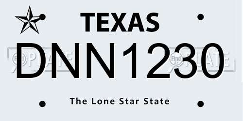 DNN1230 Texas License Plate