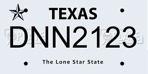 DNN2123 Texas License Plate