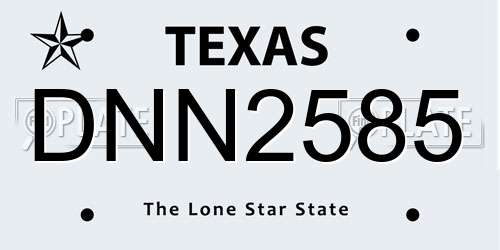 DNN2585 Texas License Plate