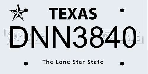 DNN3840 Texas License Plate