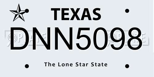 DNN5098 Texas License Plate