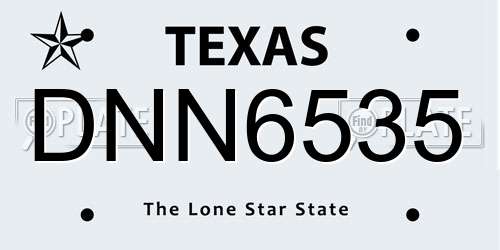 DNN6535 Texas License Plate