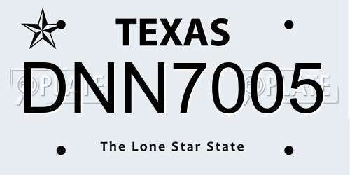 DNN7005 Texas License Plate