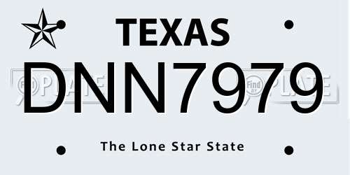 DNN7979 Texas License Plate