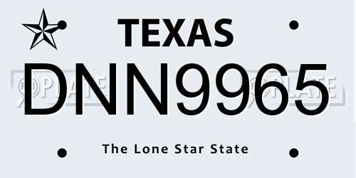 DNN9965 Texas License Plate