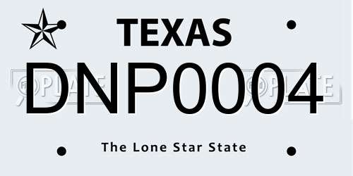 DNP0004 Texas License Plate