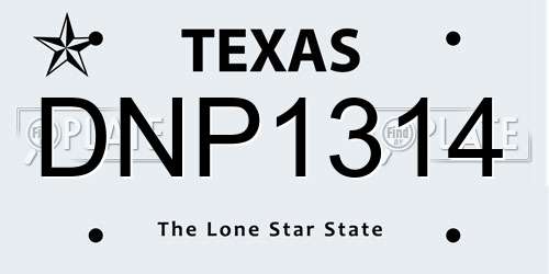 DNP1314 Texas License Plate