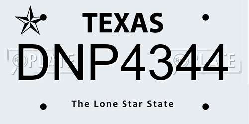 DNP4344 Texas License Plate