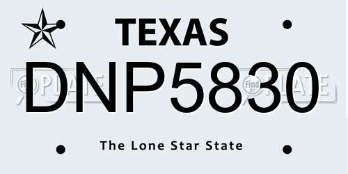 DNP5830 Texas License Plate
