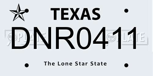 DNR0411 Texas License Plate