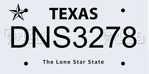 DNS3278 Texas License Plate