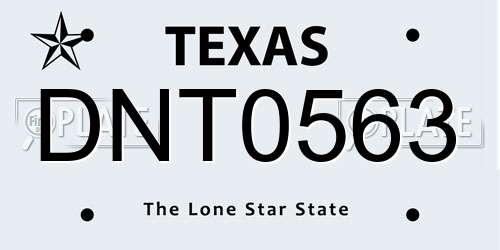 DNT0563 Texas License Plate