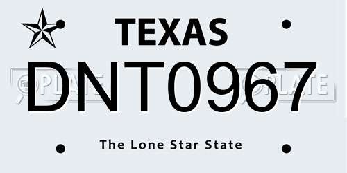 DNT0967 Texas License Plate