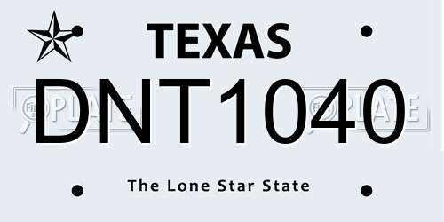 DNT1040 Texas License Plate
