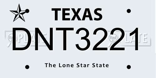 DNT3221 Texas License Plate