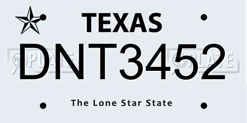 DNT3452 Texas License Plate