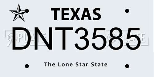 DNT3585 Texas License Plate