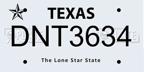 DNT3634 Texas License Plate