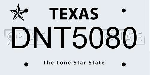 DNT5080 Texas License Plate